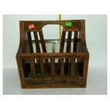 Magazine rack with oak finish, double sided,