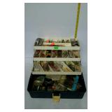 Fishing tackle box and contents - lures, fishing