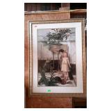 Framed and matted picture of two children in