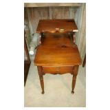 Step back pine end table, single drawer with