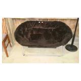 Metal framed papasan style loveseat, black faux