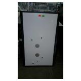 Magnetic white board with molded plastic frame.