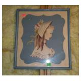 Framed print of Victorian girl. 17"×19".