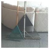 Tool lot, 2 poly leaf rakes, one aluminum