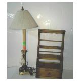 Table lamp and trinket  shelf