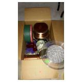 Box lot with cookie cutters, food tins, plastic