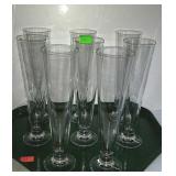 Set of 7 clear 11" tall pedestal glasses for