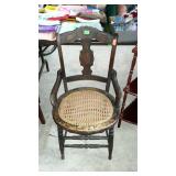 Side Chair, hip and cane seat chair early wooden