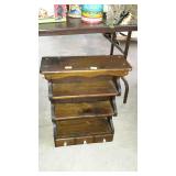 Pine wall hanging tea cup and saucer shelf, with