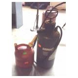 Poly 1 gallon gas can, and poly 3 gallon sprayer
