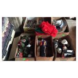Skid lot - six boxes Christmas decor, ball caps,