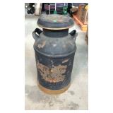 10 gallon milk can with lid and eagle decal
