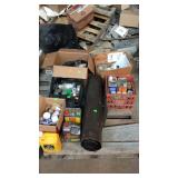 Skid lot - five boxes chemicals, light fixtures,