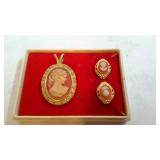 Cameo necklace and earring set