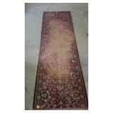Runner rug, rather worn, measures 27 x 91