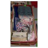 Flat with material and sewing supplies