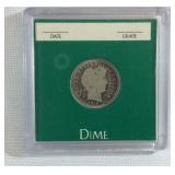 1912 S Barber Dime Coin in case