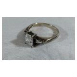 Sterling Silver CZ Solitaire w/ Accents Ring Size