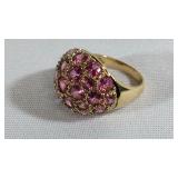 Pink Stone Gold Plated Sterling Silver Ring Size
