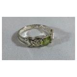 Sterling Silver Peridot Ring Size 6.5 2 Grams