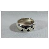 Wide Sterling Silver Sapphire Ring Size 8 8.4
