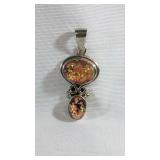 Colored Glass Sterling Silver Pendant Hallmarked