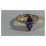 Gold Plated Colorful Amethyst Ring Size 5.25