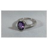 Sterling Silver Amethyst Ring Size 7 2.9 Grams