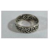 Sterling Silver Band w/ Design Size 8.75 (Very
