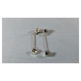 CZ Post Earrings w/ Dangle CZ Accent Stone