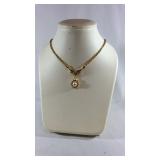 Gold Plated CZ & Pearl Roman Brand Necklace