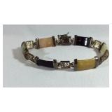 Multicolored Jade & Sterling Silver 7.5 inch