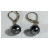 Black Pearl Sterling Silver Earrings