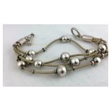 Sterling Silver & Leather 7.5 inch Bracelet