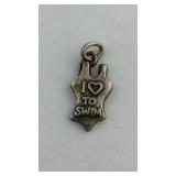 "I love to swim" Sterling Silver Charm
