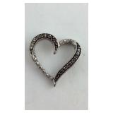 Black & White Diamond Sterling Silver Heart
