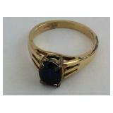 Blue Stone Gold over Sterling Silver Ring Size 7