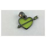 Green Sterling Silver Heart Pendant
