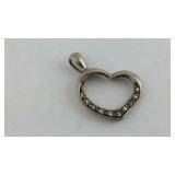 Sterling Silver CZ Heart Pendant