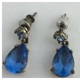 Blue Stone Sterling Silver Dangle Earrings