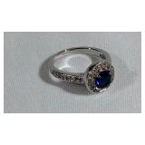 Sapphire Ring w/ Colorful CZ Accents Size 6