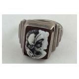 Carved Roman Soldier Sterling Silver Ring Size 9