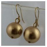 Gold over Sterling Ball Dangle Earrings