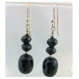 Black Bead Sterling Silver Earrings