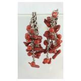 Coral Sterling Silver Dangle Earrings