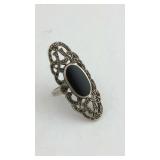 Black Onyx Sterling Silver Ring Size 6.5
