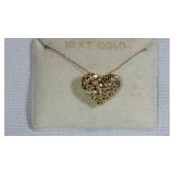 10 K Yellow Gold Heart Shaped Necklace 1.4 Grams