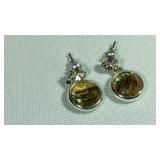 Abalone & Simulated Diamond Earrings