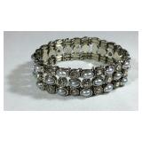 Simulated Diamond & Faux Pearl Stretch Bracelet