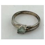 Aquamarine Sterling Silver  Ring Size 7